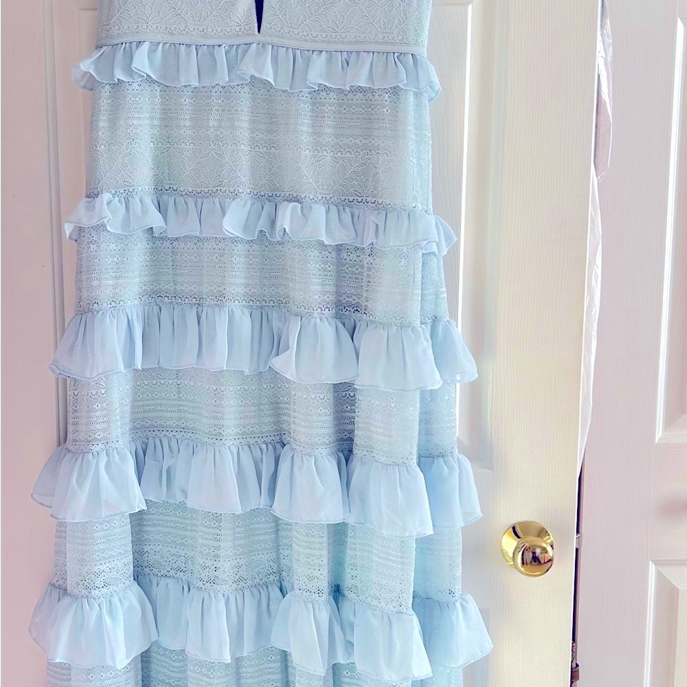 BCBGMaxAzria Light Blue Ruffle Maxi Dress - Picture 12 of 12